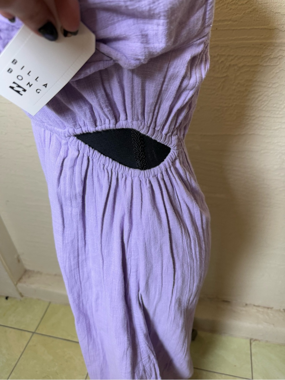 Billabong Lilac Puff Sleeve Cutout Maxi Dress Cottagecore Prairie NWT Small - Picture 6 of 12